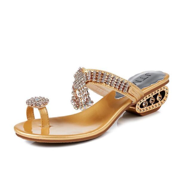 Flip-Flops Rhinestone Wedge Chunky Heel Non-slip - Image 7