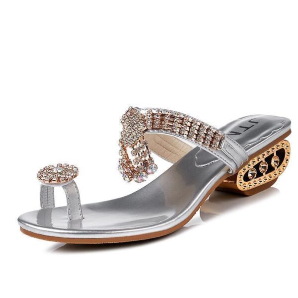 Flip-Flops Rhinestone Wedge Chunky Heel Non-slip - Image 5