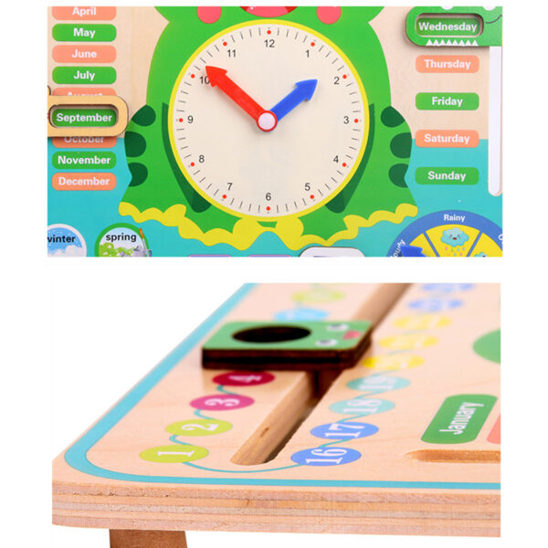 Montessori Wooden Toys Baby Weather Season Calendar Clock Time Cognition Preschool Educational Teaching Aids Toys For Children - Image 9