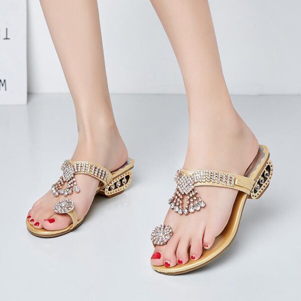 Flip-Flops Rhinestone Wedge Chunky Heel Non-slip - Image 6