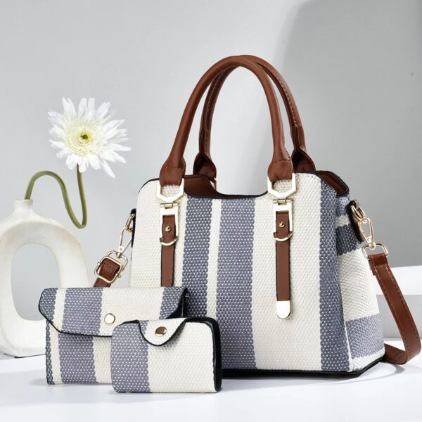 Crossbody Large Capacity New Son And Mother Canvas Contrast Color Handbags - Image 4