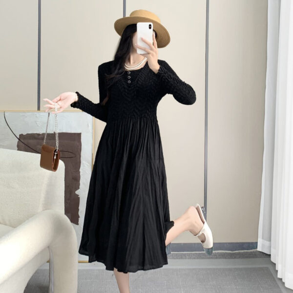 Slim-fit Slimming Temperament Pleated A- Line Dress - Image 2