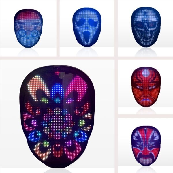 Halloween Face Masks Full Color LED Luminous Mask Face Changing Mask Party Bar Props - Image 10
