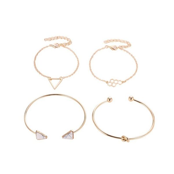 Knotted Triangle Honeycomb Four-piece Bracelet - Image 2