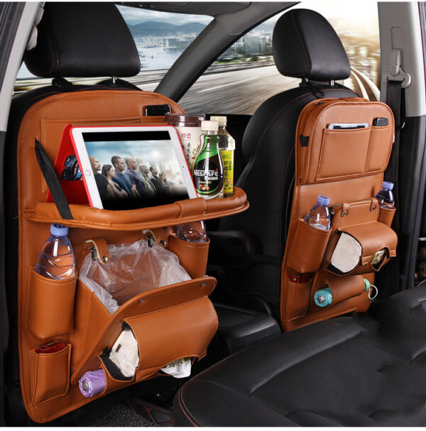 PU Leather Car Storage Bag Multifunction Seat Back Tray Hanging Bag Waterproof Car Organizer Automotive Interior Accessories - Image 7