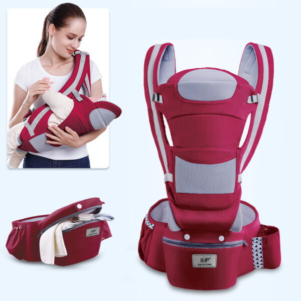 Ergonomic Baby Carrier Infant Baby Hipseat Carrier 3 In 1 Front Facing Ergonomic Kangaroo Baby Wrap Sling - Image 5