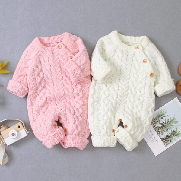 Knitted solid color baby jumpsuit - Image 2