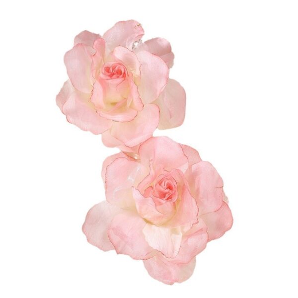 Gradient Stereo Net Yarn Flowers Female Earrings - Image 7