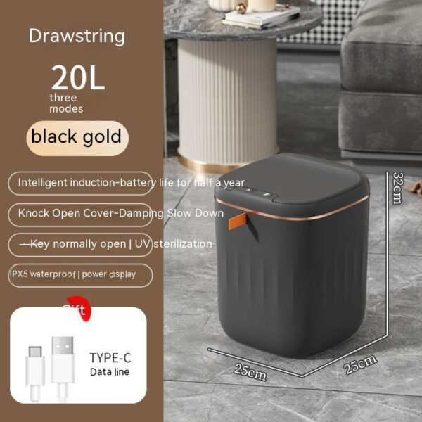 Smart Trash Can With Lid For Bedroom And Living Room Kitchen Storage Box Trash Can Induction Small Car Box Automatic Smart Dustbin Smart Trash Bin - Image 4