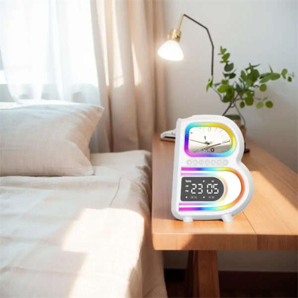 2024 New B-Shaped Blutooth Speaker Multifunctional Smart Music Rhythm Lighting Phone Wireless Charger TF Card AUX Input Standard Mode - Image 8