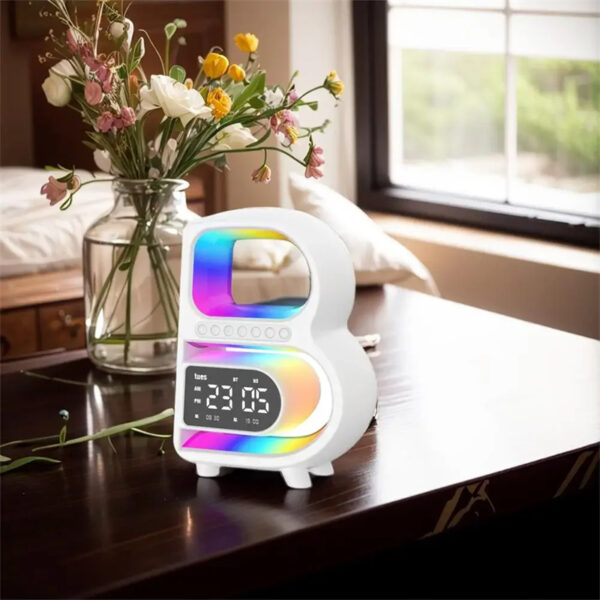 2024 New B-Shaped Blutooth Speaker Multifunctional Smart Music Rhythm Lighting Phone Wireless Charger TF Card AUX Input Standard Mode - Image 10