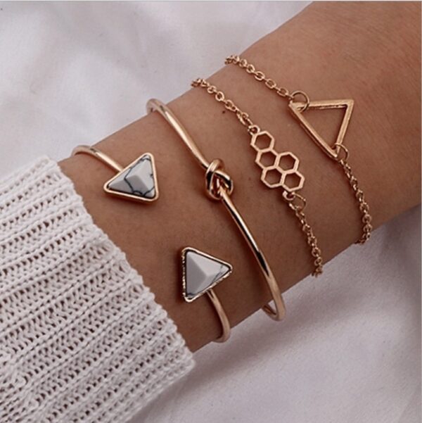 Knotted Triangle Honeycomb Four-piece Bracelet