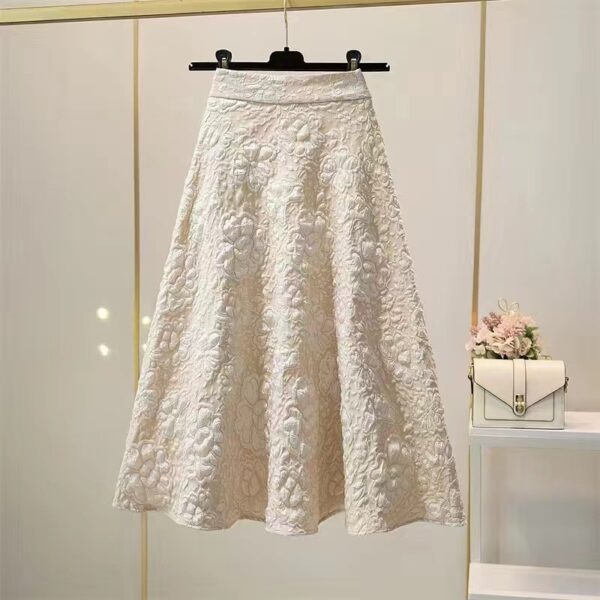 High Waist Hollow-out Floral Large Swing Umbrella Skirt - Image 2