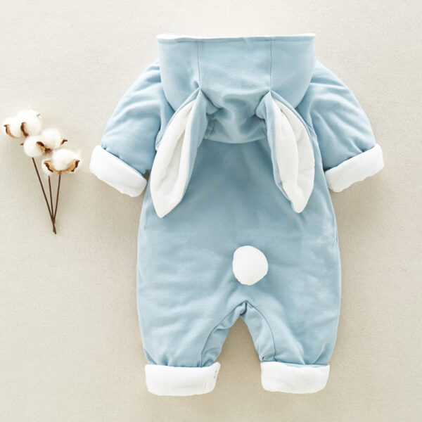 The new cotton padded cotton baby romper thickened chinchilla hooded cotton baby Onesies newborn go climbing clothes - Image 2