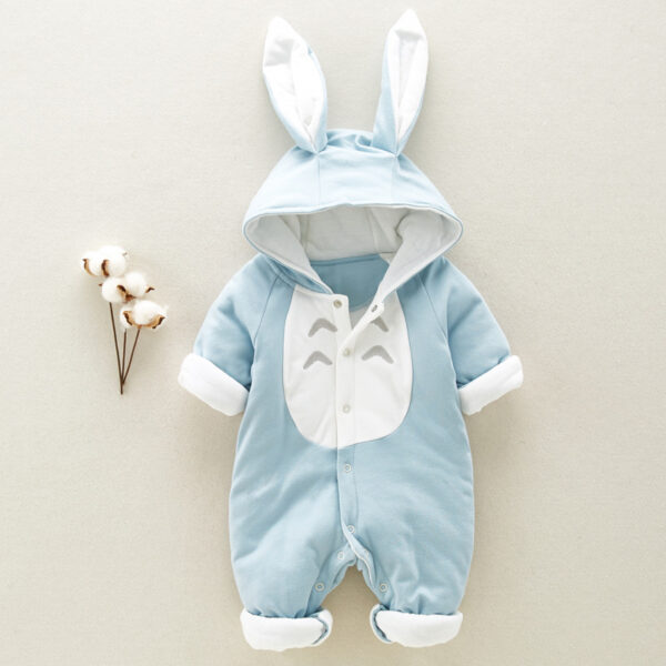 The new cotton padded cotton baby romper thickened chinchilla hooded cotton baby Onesies newborn go climbing clothes - Image 7