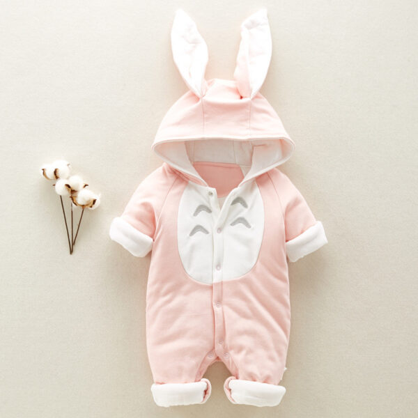 The new cotton padded cotton baby romper thickened chinchilla hooded cotton baby Onesies newborn go climbing clothes - Image 4