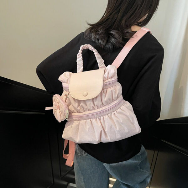 Women's Fashionable Pleated Backpack - Image 6