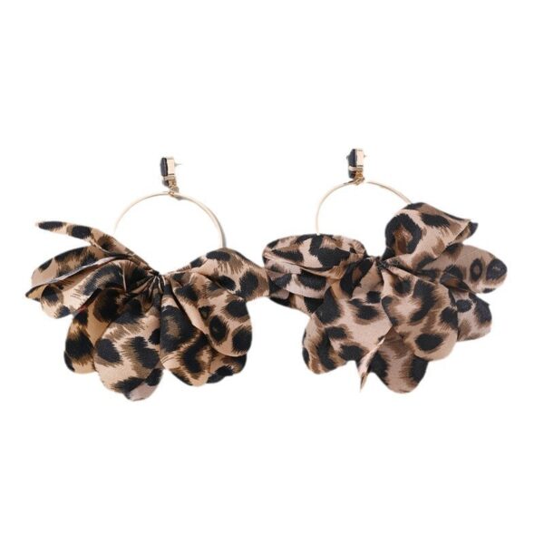 Exaggerated Fabric Leopard Print Earrings Circle Female - Image 6