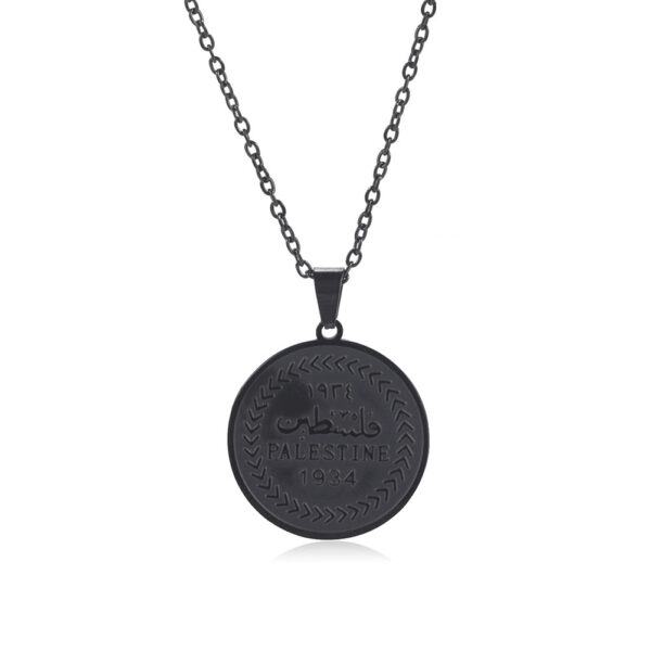 Corrosion Double-sided Polished Round Brand PALESTINE Pendant 304 Stainless Steel Necklace - Image 3