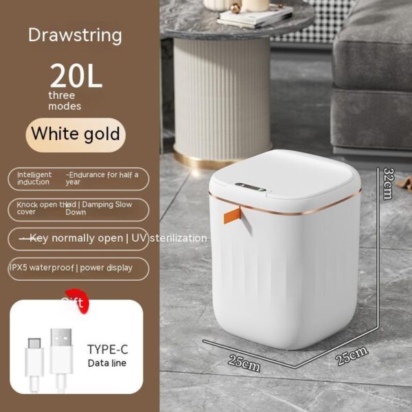 Smart Trash Can With Lid For Bedroom And Living Room Kitchen Storage Box Trash Can Induction Small Car Box Automatic Smart Dustbin Smart Trash Bin - Image 3