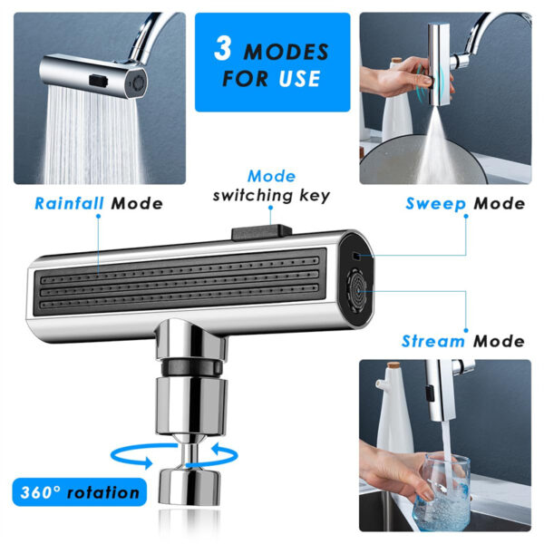 Kitchen Faucet Waterfall Outlet Splash Proof Universal Rotating Bubbler Multifunctional Water Nozzle Extension Kitchen Gadgets - Image 8