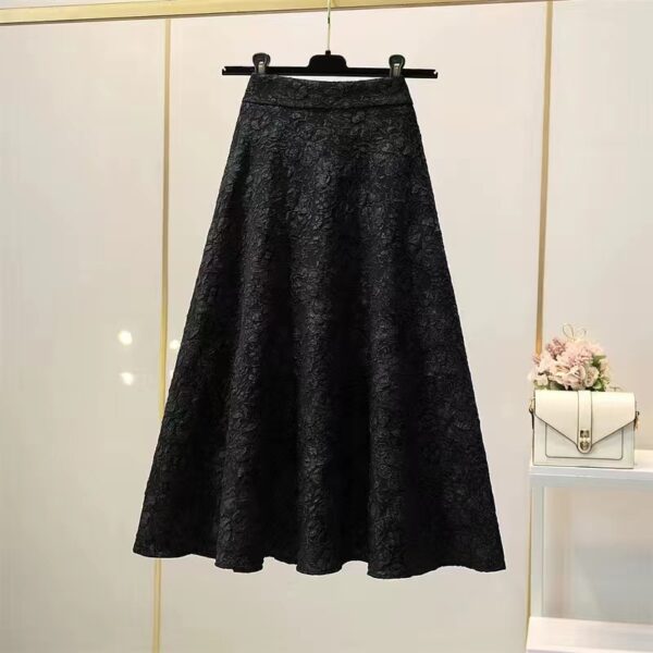 High Waist Hollow-out Floral Large Swing Umbrella Skirt - Image 3