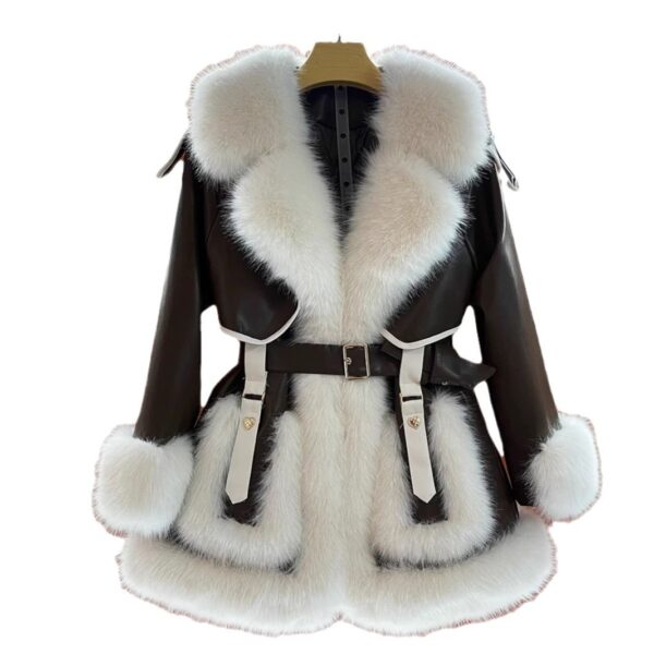 Elegant Big Fur Collar Fur Fur Coat For Women - Image 2