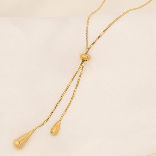 Women's Light Luxury Water Drop Tassel Necklace Earrings - Image 5