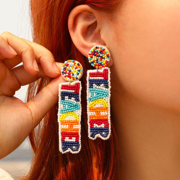 Women's Colorful Teacher Letter Bead Earrings