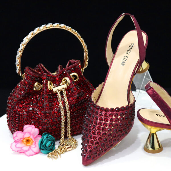 Luxury Set For Women - Studded Bucket Handbag and Elegant Heels - Image 5