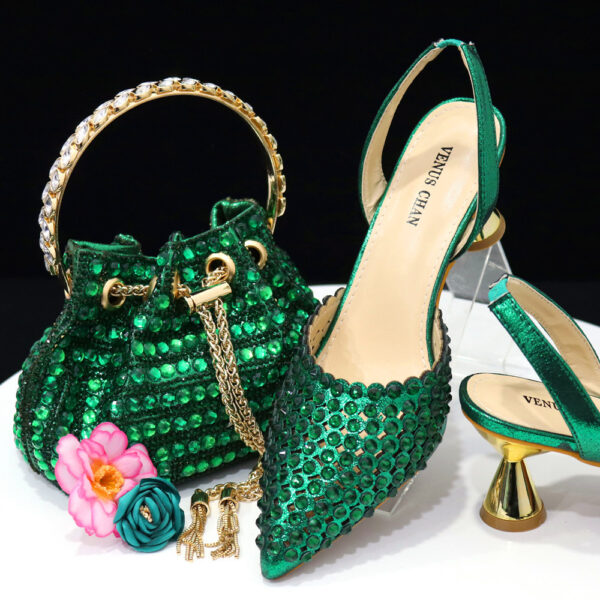 Luxury Set For Women - Studded Bucket Handbag and Elegant Heels - Image 3