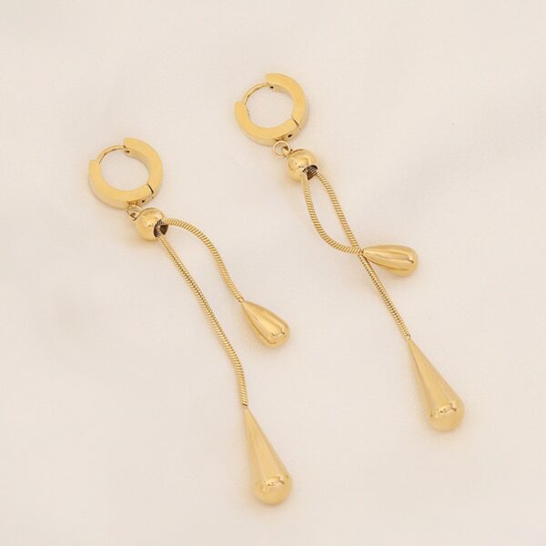 Women's Light Luxury Water Drop Tassel Necklace Earrings - Image 3