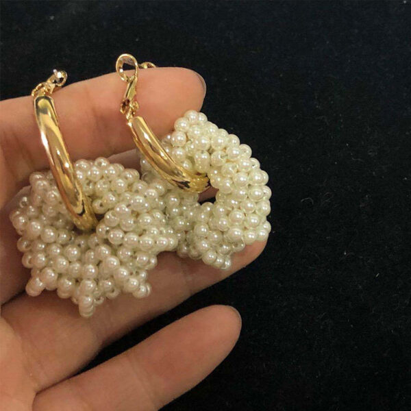 Ins Fashion Trend Simple Lady Hand-woven Pearl Earrings - Image 2