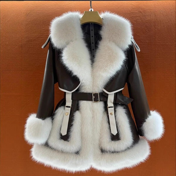 Elegant Big Fur Collar Fur Fur Coat For Women - Image 3