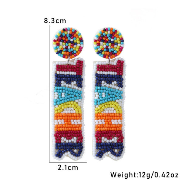 Women's Colorful Teacher Letter Bead Earrings - Image 4