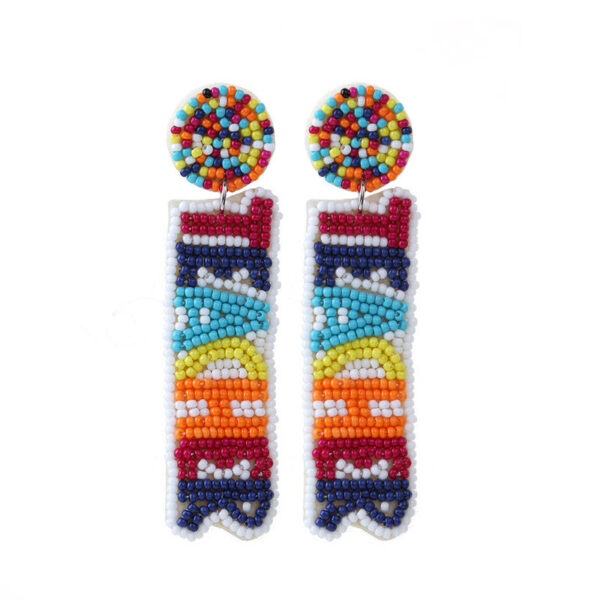 Women's Colorful Teacher Letter Bead Earrings - Image 2