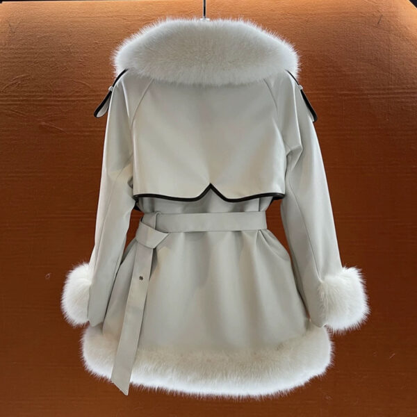 Elegant Big Fur Collar Fur Fur Coat For Women - Image 4