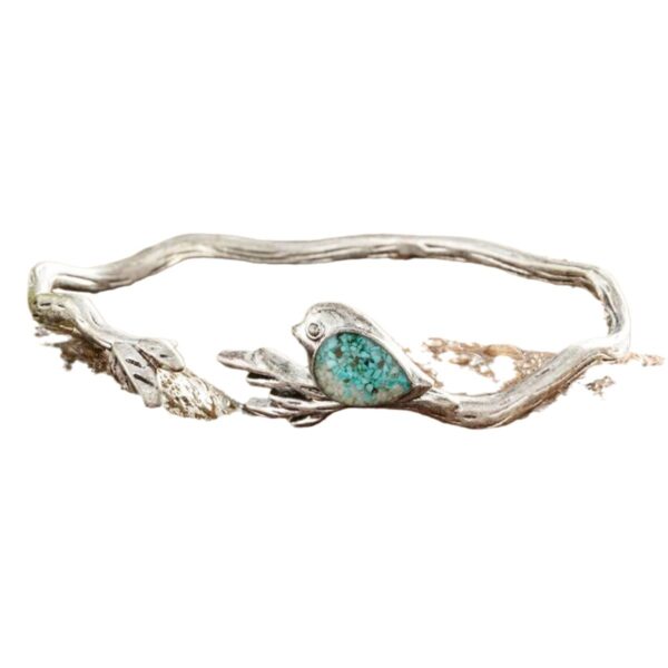 Fashion Retro Silver Branch Inlaid Cute Bird Bracelet - Image 2