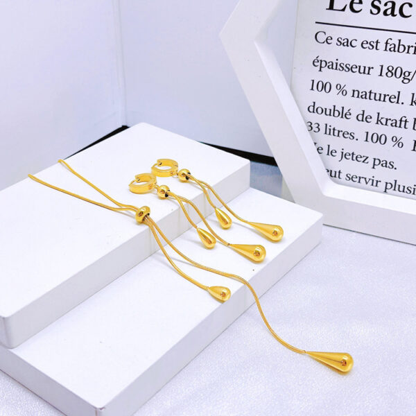 Women's Light Luxury Water Drop Tassel Necklace Earrings - Image 6