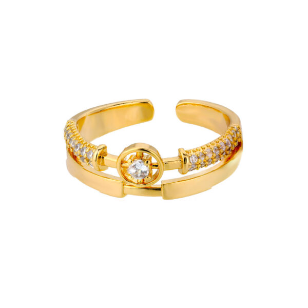 New Letter V Open-end Zircon Ring Double Layer - Image 7