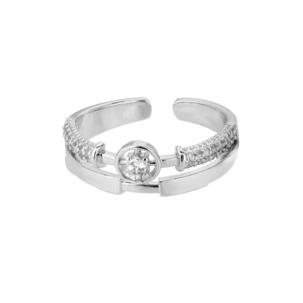 New Letter V Open-end Zircon Ring Double Layer - Image 5