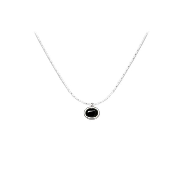 Black Agate Oval Necklace For Women - Image 5