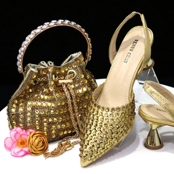 Luxury Set For Women - Studded Bucket Handbag and Elegant Heels - Image 4