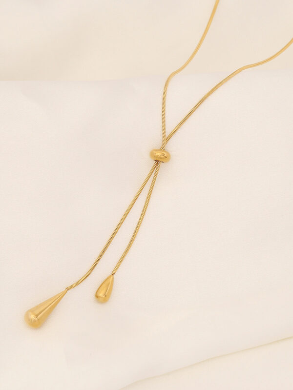 Women's Light Luxury Water Drop Tassel Necklace Earrings - Image 4