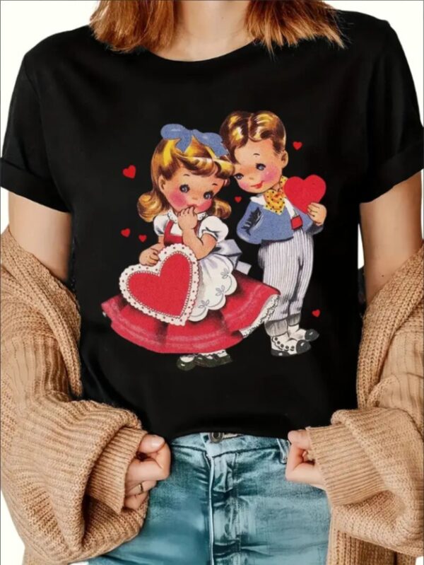 Love Valentine'S Day T-Shirt,   Couple T-Shirt, Couple Christmas, Fashion Casual T-Shirt, Short-Sleeved T-Shirt