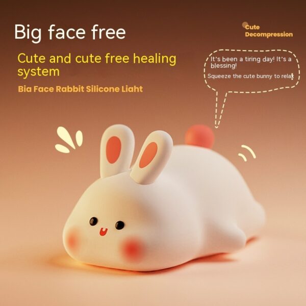 Cute LED Night Light Touch Sensor Cartoon Kid's Nightlights Big Face Rabbit Silicone Night Light Christmas Gift Bedside Lamp Home Decor - Image 9