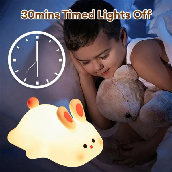 Cute LED Night Light Touch Sensor Cartoon Kid's Nightlights Big Face Rabbit Silicone Night Light Christmas Gift Bedside Lamp Home Decor - Image 8