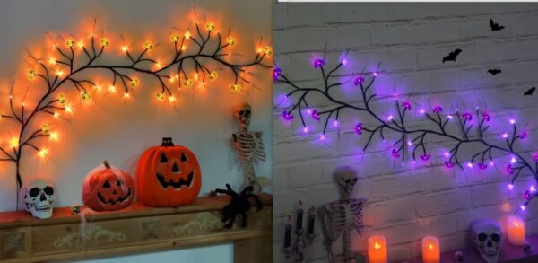 Halloween LED Willow Vine String Light Cool Cartoon Bat Pumpkin Decoration For Indoor Outdoor Party House Decor - Image 8