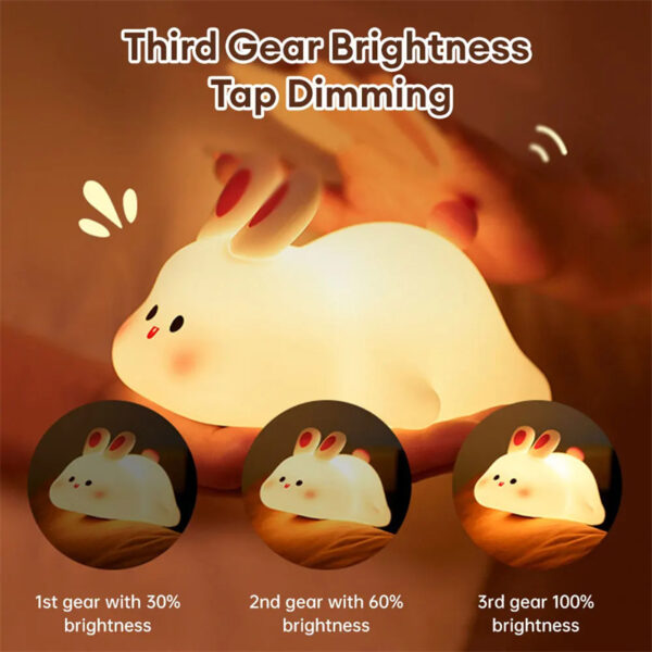 Cute LED Night Light Touch Sensor Cartoon Kid's Nightlights Big Face Rabbit Silicone Night Light Christmas Gift Bedside Lamp Home Decor - Image 10