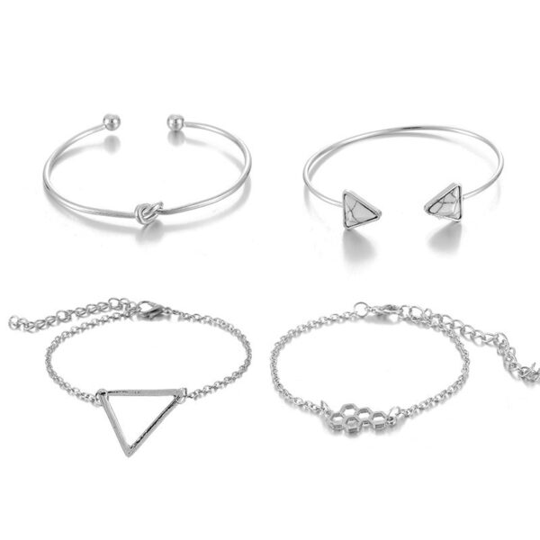 Knotted Triangle Honeycomb Four-piece Bracelet - Image 4